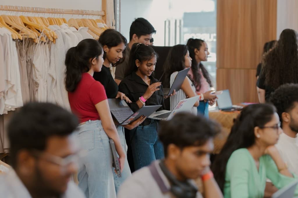 Crowd with laptops