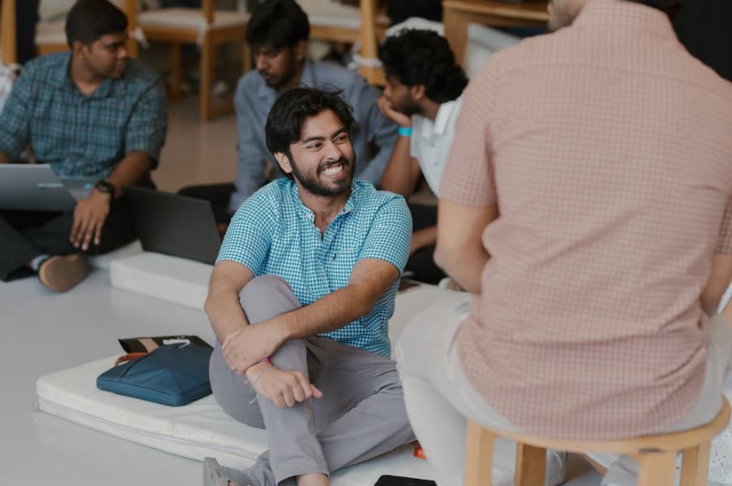 Community member laughing